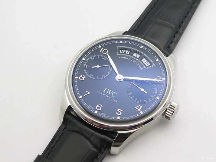 MIROTIME 0328 Portuguese Real PR Real Annual Calendar IW5035 YLF 1:1 Best Edition Black Dial On Leather Strap A Soft 7240